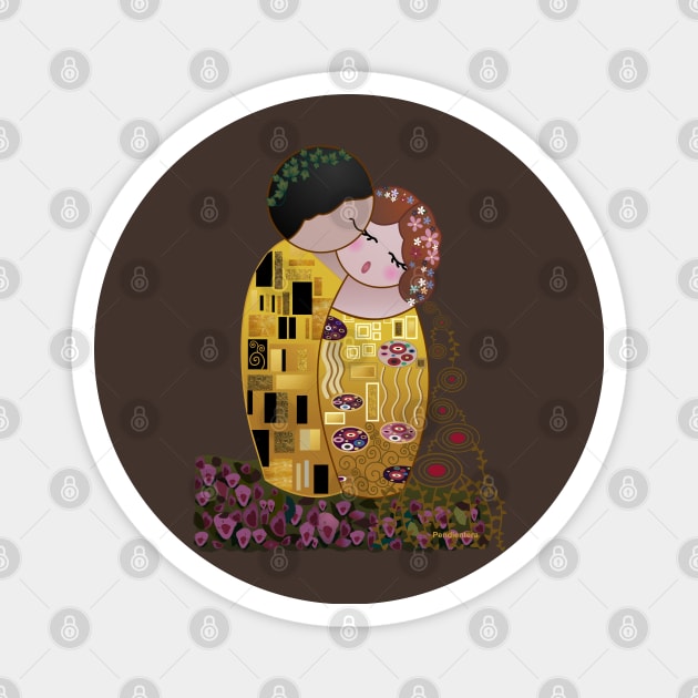 Kokeshis The kiss of Klimt Magnet by Pendientera
